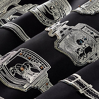 Merveilleuses Lanternes embroidered scarf 90 - Black | Hermès USA